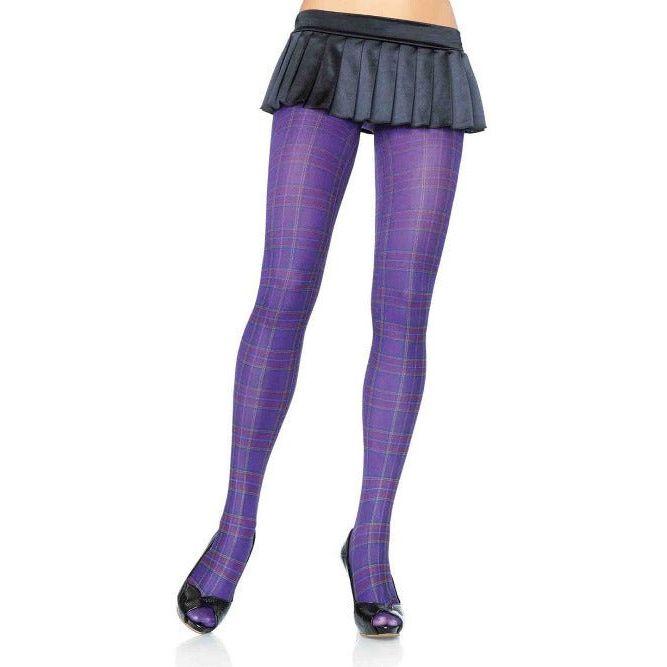 Tiffany Plaid Purple Tights - worldclasscostumes