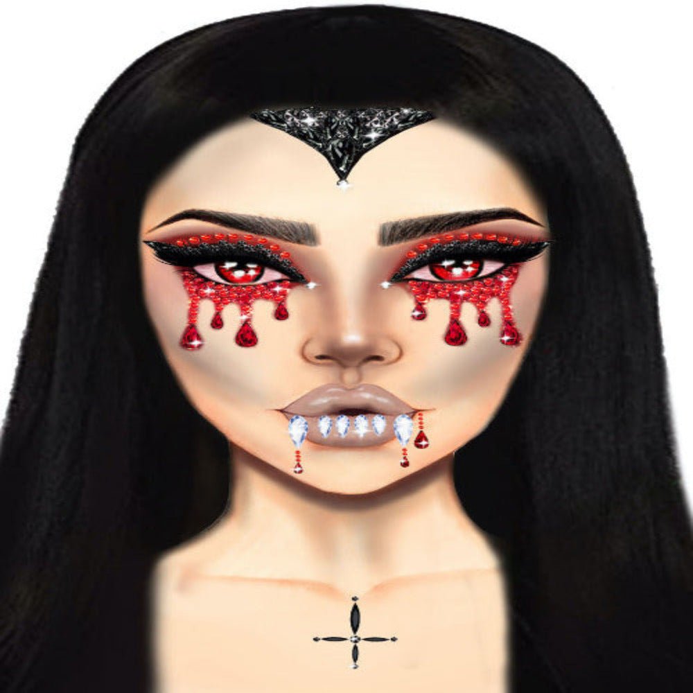 Vampire Adhesive Face Jewels Sticker - worldclasscostumes