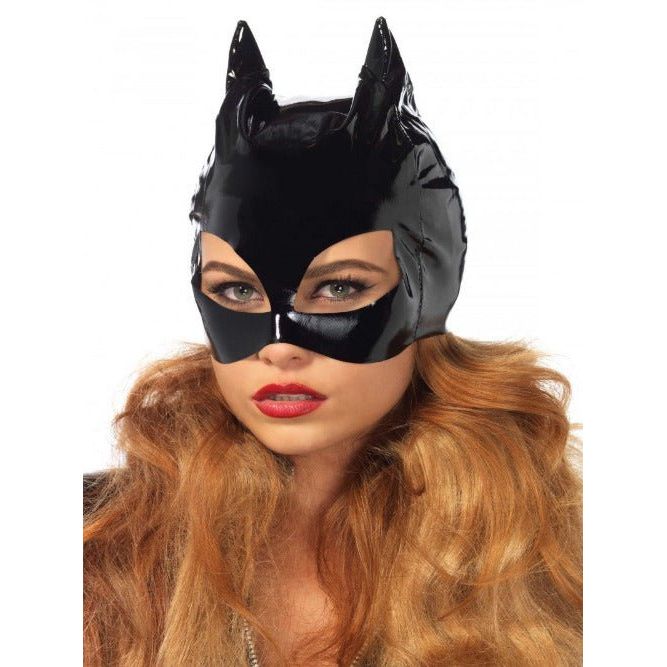 Wet Look Vinyl Catwoman Costume Mask - worldclasscostumes
