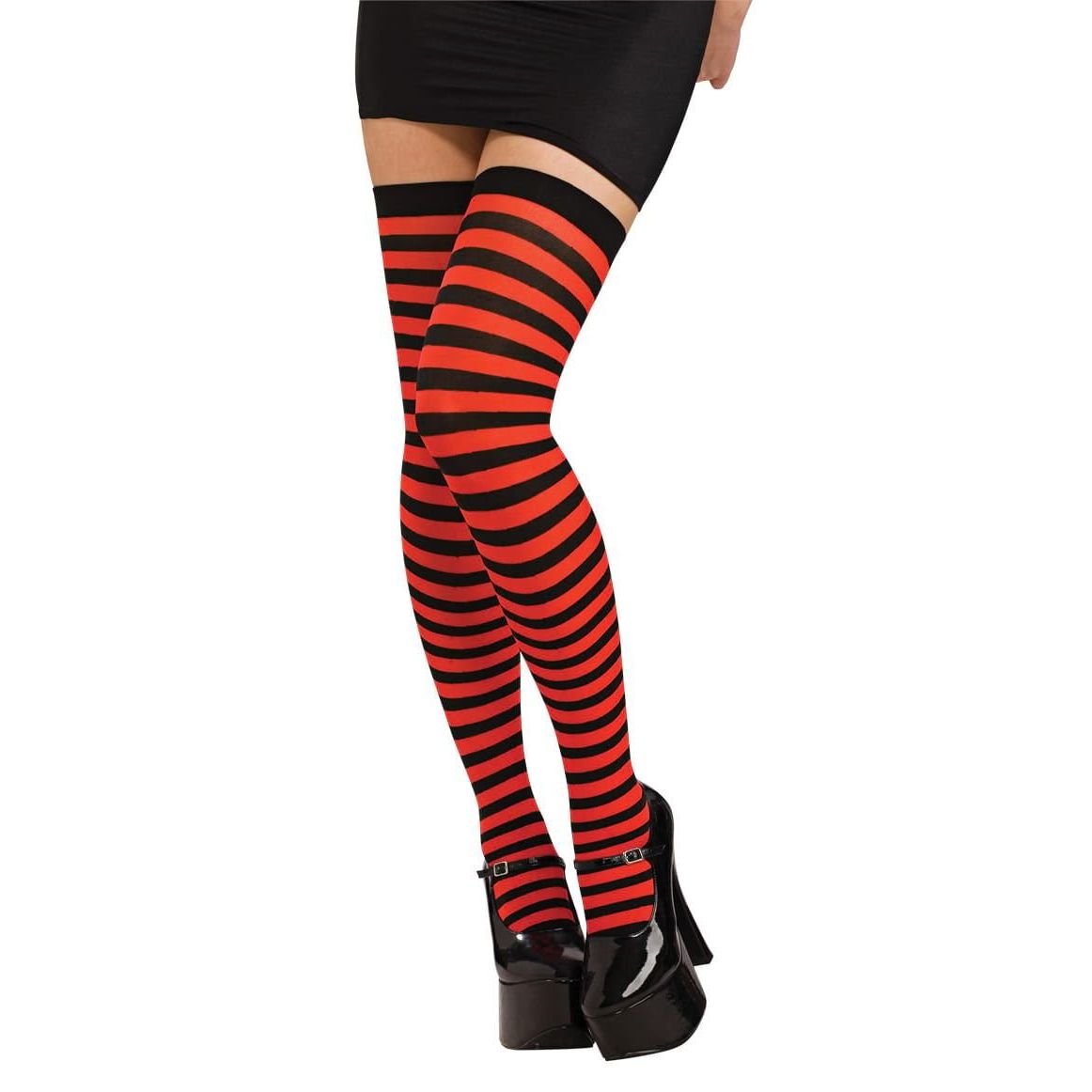 Women's Red/Black Striped Thigh High's - worldclasscostumes