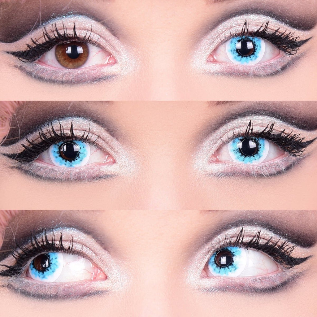 Wraith I - White & Blue Colored Contact Lenses - worldclasscostumes
