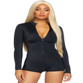 Zipper Front Long Sleeved Matte Romper - worldclasscostumes